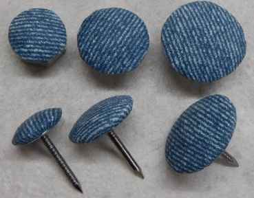 Polsterknöpfe mit Nagel Jeansoptik Blau